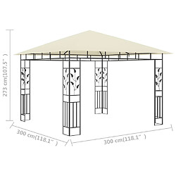 Maison Chic Auvent,Belvédère d'extérieur avec moustiquaire,Tonnelle 3x3x2,73 m Crème 180 g/m² -GKD28400 pas cher