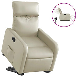 vidaXL Fauteuil inclinable électrique crème similicuir