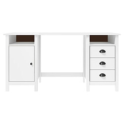 Helloshop26 Bureau table poste de travail meuble d'ordinateur informatique étude Hill 150 x 50 x 74 cm bois de pin solide blanc 02_0023861