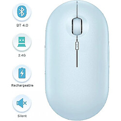 Universal Bluetooth Mouse - souris sans fil à double mode (Bluetooth 4.0 + USB) - Bébé bleu