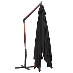 Avis vidaXL Parasol suspendu avec mât en bois 400x300 cm Noir