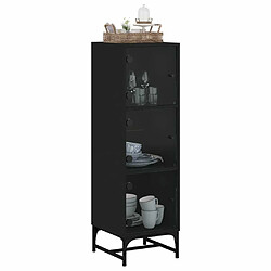 Acheter Maison Chic Commode Buffet - Meuble de rangement avec portes en verre noir 35x37x120 cm -GKD99666