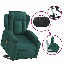 Maison Chic Fauteuil Relax pour salon, Fauteuil inclinable de massage Vert foncé Tissu -GKD32598 pas cher