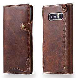 Wewoo Housse Coque Pour Galaxy Note 8 Denior Oil Wax Peau de vache Bouton magnétique Étui à rabat horizontal en cuir avec fentes cartes et portefeuille marron