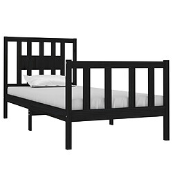 Avis Maison Chic Lit Moderne Chambre - Cadre/structure de lit pour adulte Noir Bois massif 75x190 cm Petit simple -MN75461