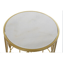 Pegane Set de 2 tables gigognes en métal et marbre coloris doré blanc