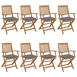 vidaXL Chaises pliables de jardin 8 pcs avec coussins Bois d'acacia