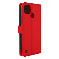 Avizar Étui Realme C21Y et C25Y Vintage Porte-carte Fonction Support rouge