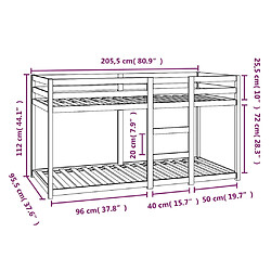 Vidaxl Lit superposé Blanc 90x200 cm Bois de pin massif pas cher