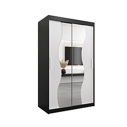 Abiks Meble Armoire MADRYT À Portes Coulissantes 200/120/62 2 Portes (Noir/Blanc)