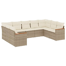 Maison Chic Salon de jardin avec coussins 9 pcs, Ensemble Tables et chaises de jardin, beige résine tressée -GKD998659