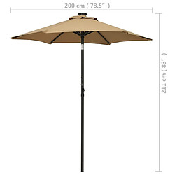 vidaXL Parasol de jardin avec lumières LED taupe 200x211 cm aluminium pas cher