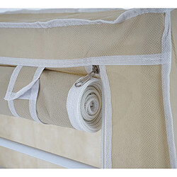 Decoshop26 Armoire à chaussures mobile camping pliable en tissu 140x52x18cm crème 04_0001462 pas cher