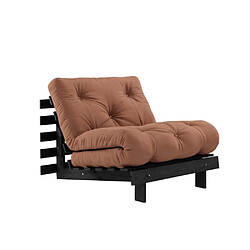 Inside 75 Fauteuil convertible futon ROOTS pin laqué noir matelas 90 x 200 cm coloris brun argile