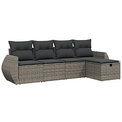 vidaXL Salon de jardin 5 pcs avec coussins gris résine tressée