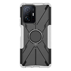 Coque en TPU anti-rayures, anti-chutte avec béquille annulaire réglable pour votre Xiaomi 11T Pro 5G/11T 5G - blanc