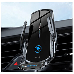 Chrono Chargeur de téléphone de voiture sans fil, support de voiture chargeur sans fil, support de téléphone et chargeur pour voiture, charge rapide Qi 15w, support de téléphone de voiture à évent à serrage automatique, pour smartphone (noir)