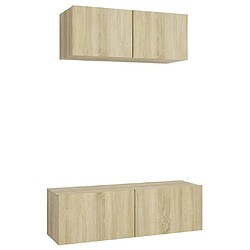 Maison Chic Ensemble de meubles TV 2 pcs | Banc TV Moderne pour salon | Meuble de Rangement - Chêne sonoma Aggloméré -MN18245