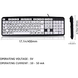 Avis Clavier à gros caractères Filaire Clavier à grandes lettres Claviers USB pour malvoyants