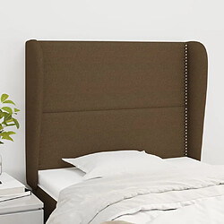 Maison Chic Tête de lit moderne avec oreilles pour chambre - Décoration de lit Marron foncé 83x23x118/128 cm Tissu -MN10331