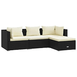 Maison Chic Salon de jardin 4 pcs + coussins - Mobilier/Meubles de jardin - Table et chaises d'extérieur Résine tressée Noir -MN95005