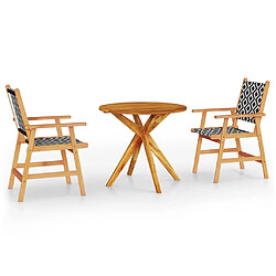 Salle à manger de jardin 3 pcs,Table et chaise à dîner Bois d'acacia solide -MN70064