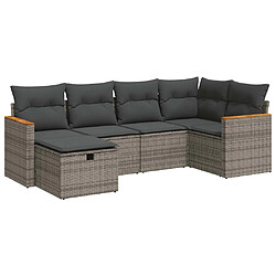 vidaXL Salon de jardin 6 pcs avec coussins gris résine tressée