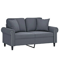 Avis Maison Chic Canapé 2 places avec oreillers,Sofa de Salon,Canapé droit gris foncé 120 cm velours -GKD620042