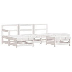 Avis Maison Chic Salon de jardin 6 pcs + coussins - Mobilier/Meubles de jardin - Table et chaises d'extérieur blanc bois massif -MN61093