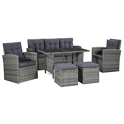 Maison Chic Salon de jardin 6 pcs + coussins - Mobilier/Meubles de jardin - Table et chaises d'extérieur Résine tressée Gris -MN79253