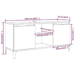 vidaXL Meuble TV avec pieds en métal Chêne fumé 103,5x35x50 cm pas cher