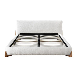 Avis Vente-Unique Lit 160 x 200 cm - Tissu bouclette - Blanc et naturel + Matelas - GAMURA