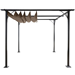 Acheter Mendler Pergola HWC-C42, pavillon de jardin, cadre stable à 6 cm + toit ouvrant ~ 3x3m taupe