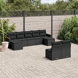 Maison Chic Ensemble Tables et chaises d'extérieur 9 pcs avec coussins,Salon de jardin noir résine tressée -GKD885730