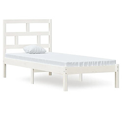 vidaXL Cadre de lit sans matelas blanc bois massif