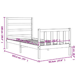 vidaXL Cadre de lit sans matelas 90x190 cm bois de pin massif pas cher