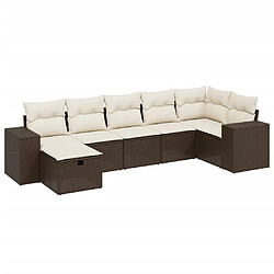 vidaXL Salon de jardin avec coussins 7 pcs marron résine tressée