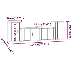 vidaXL Ensemble de meubles TV 4 pcs Blanc brillant Bois d'ingénierie pas cher