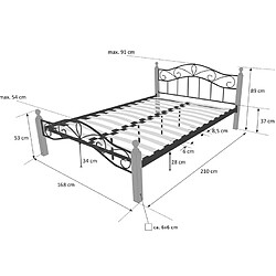 Avis Homestyle4U Design metal lit double 160 x 200 cadre de lit lattes bois neuf natural brun