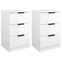 Maison Chic Lot de 2 Tables de chevet,Table de nuit,Table d'appoint pour salon Blanc brillant 40x36x65 cm -MN13239