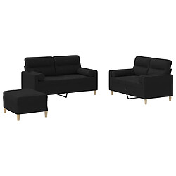 vidaXL Ensemble de canapés 3 pcs avec coussins noir tissu