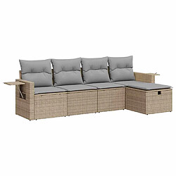 vidaXL Salon de jardin avec coussins 5 pcs beige résine tressée