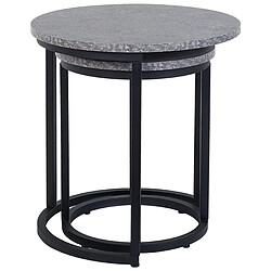 Beliani Lot de 2 tables appoint béton/noires DIXIE pas cher