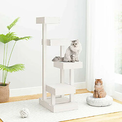 Arbre à chat,niche pour chat Blanc 45,5x49x103 cm Bois de pin massif -MN21677