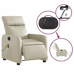 Maison Chic Fauteuil Relax pour salon, Fauteuil de massage inclinable électrique crème similicuir -GKD11405 pas cher