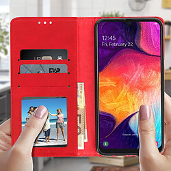 Avis Avizar Housse Samsung Galaxy A50 Etui Coque Effet Vieilli Porte-cartes Support - Rouge