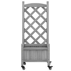 Acheter Maison Chic Jardinière,Bac à fleurs avec treillis - pot de fleur et roues gris bois massif de sapin -GKD38127