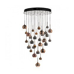 Luminaire Center Suspension Aurelia Verre,chrome noir poli 30 ampoules 300cm