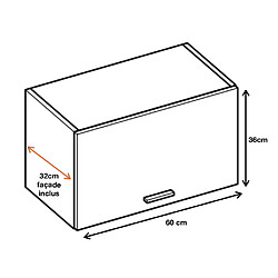 Cuisineandcie - Meuble haut de cuisine Eco Blanc Brillant 1 porte relevable L 60 cm