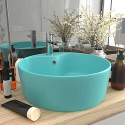 vidaXL Lavabo de luxe avec trop-plein Vert clair mat 36x13cm Céramique 